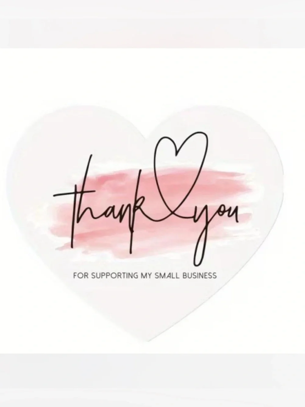 💜 NWT White Heart Shaped w/ Pink Watercolor Small Business Thank You Cards (50)